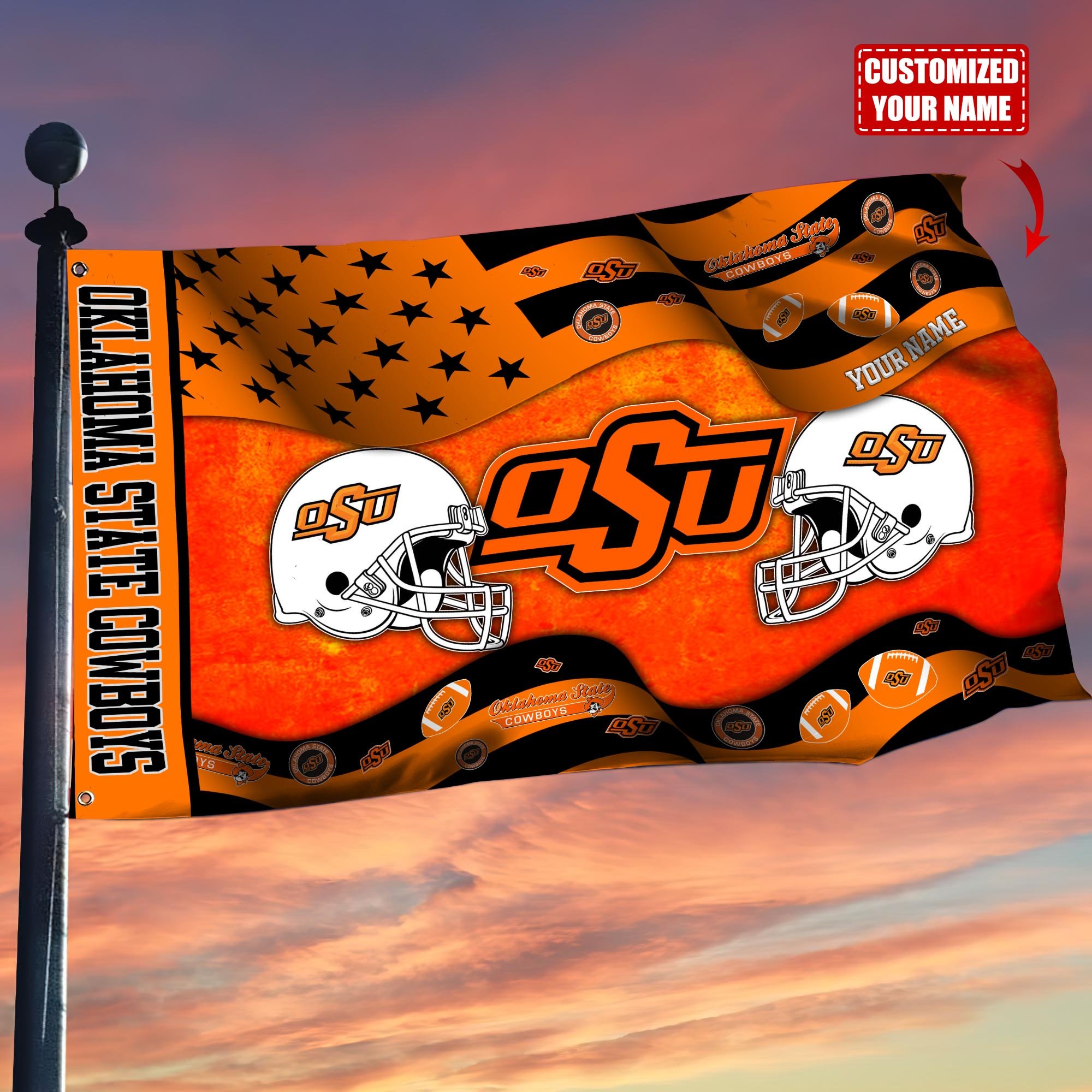 Oklahoma State Cowboys Custom Flag3x5ft, Let Your Flag Fly TT59114